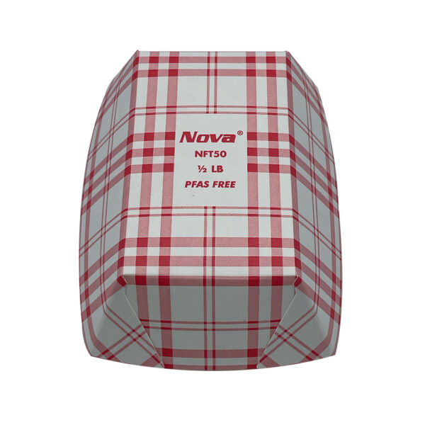 1/2 lb. Red Check Paper Food Tray 1,000/Case - Image 2