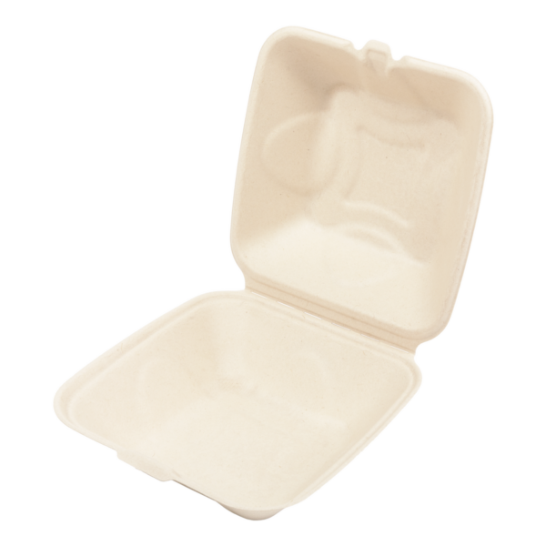 Molded Fiber NPFA Small Hinged Container Natural 6"x6"x3.19" - 500/Case