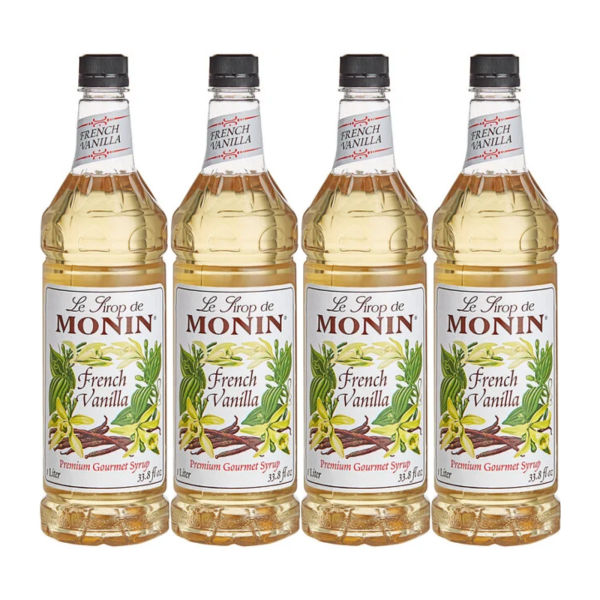 Monin - French Vanilla Syrup - 1 Liter Bottles - 4 Pack