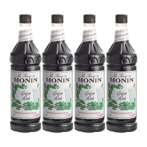 Monin - Green Mint Syrup - 1 Liter Bottles - 4 Pack