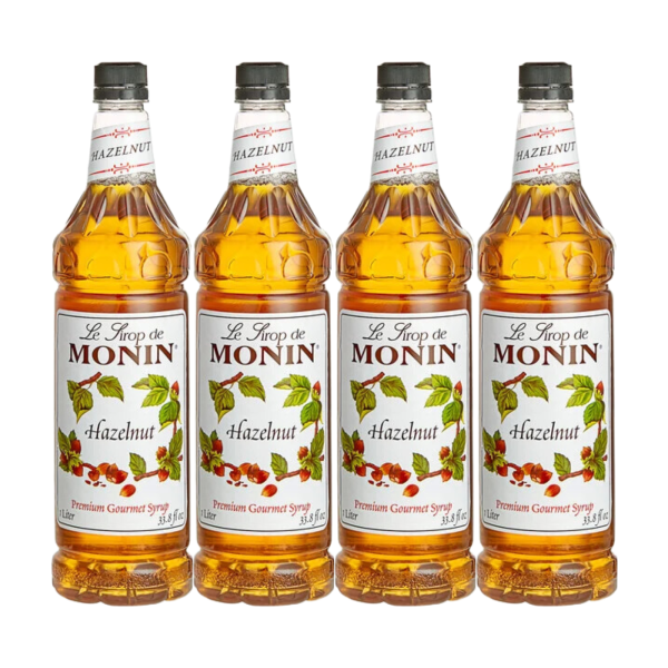 Monin - Hazelnut Syrup - 1 Liter Bottles - 4 Pack