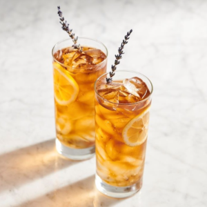 Monin Peach Syrup Featured Recipe. Lavender Peach Tea.