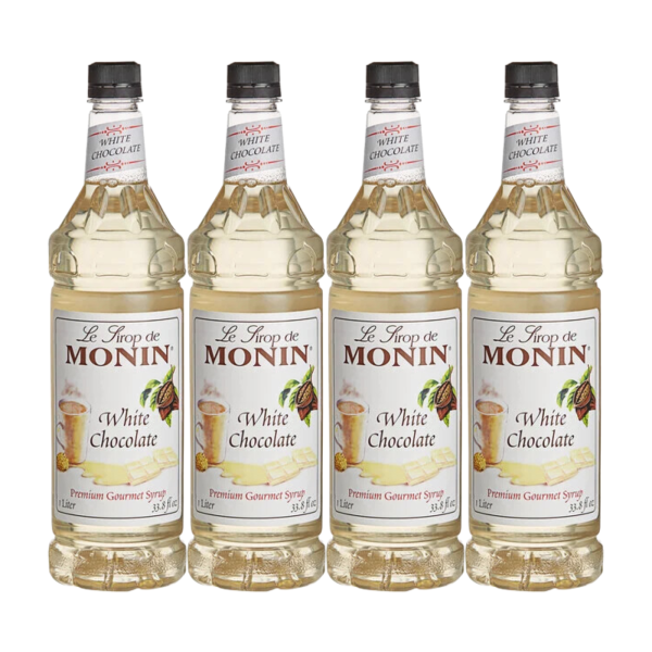 Monin - White Chocolate Syrup - 1 Liter Bottles - 4 Pack