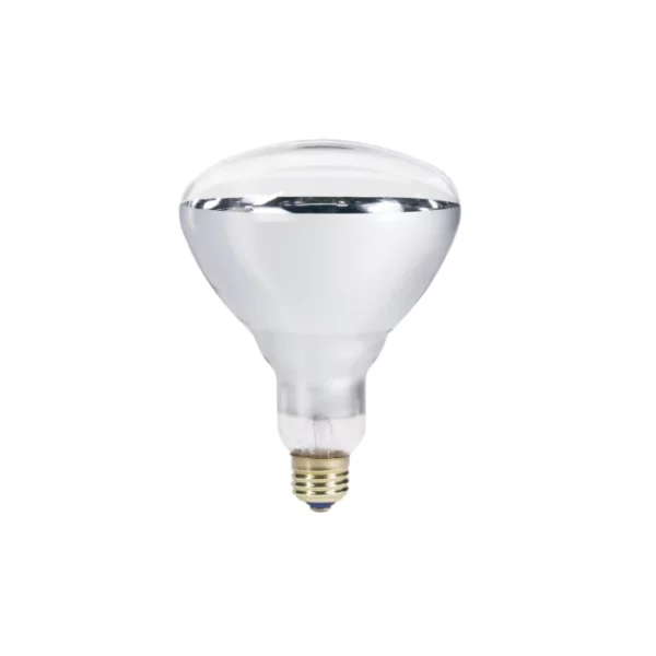 Philips 250-watt BR40 clear infrared heat lamp with a reflective top and medium E26 screw base, designed for radiant heat applications.
