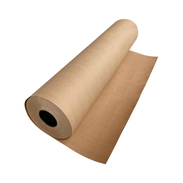 Rolled recycled kraft paper wrap, 24" x 1200', 30# weight. Ideal for wrapping, packing, and cushioning.