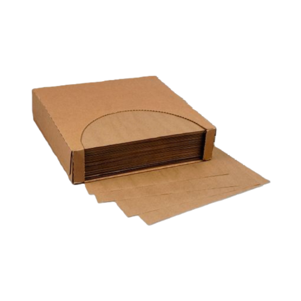 Image of a box containing Brown Paper Goods Company® Plain Dry Wax Kraft Sandwich Wrap sheets, measuring 15" x 15". The unprinted kraft paper features a dry wax coating for grease resistance, ideal for wrapping sandwiches, burgers, and takeout items in delis, restaurants, and food trucks.