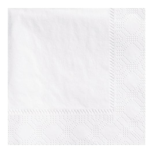 Hoffmaster 9.5" x 9.5" 2-Ply White Beverage Napkin, featuring a soft, absorbent design with decorative embossing. Ideal for bars, restaurants, catering, and special events.