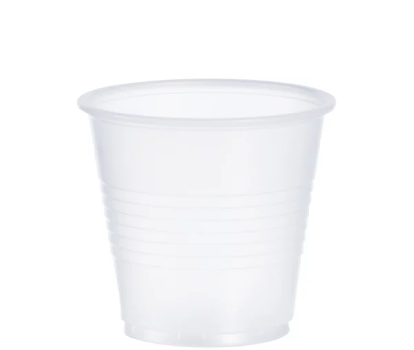 Translucent 3.5 oz plastic cup with a ribbed design for a secure grip. Ideal for small servings, samples, and condiments.