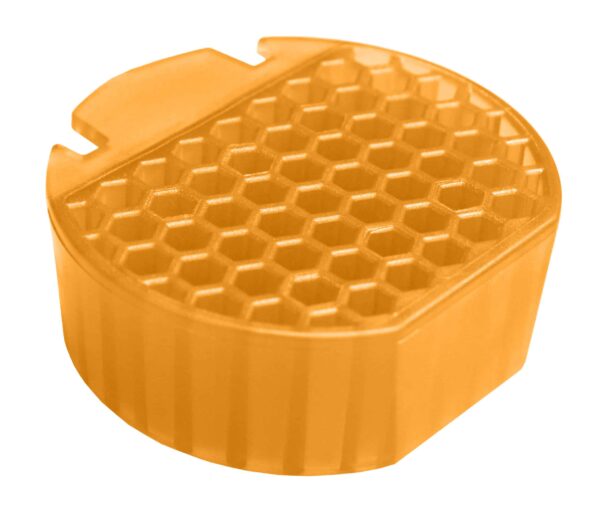 Refresh 2.0 Air Freshener in Citrus Scent, featuring a compact, honeycomb-style design in a vibrant orange color. Designed for 30 days of continuous odor control in restrooms, offices, and commercial spaces.