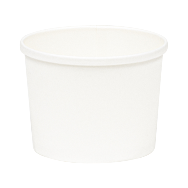 Image of a plain white Empress 12 oz paper food/soup container, made of sturdy paperboard. Ideal for hot and cold foods like soups, stews, and ice cream.