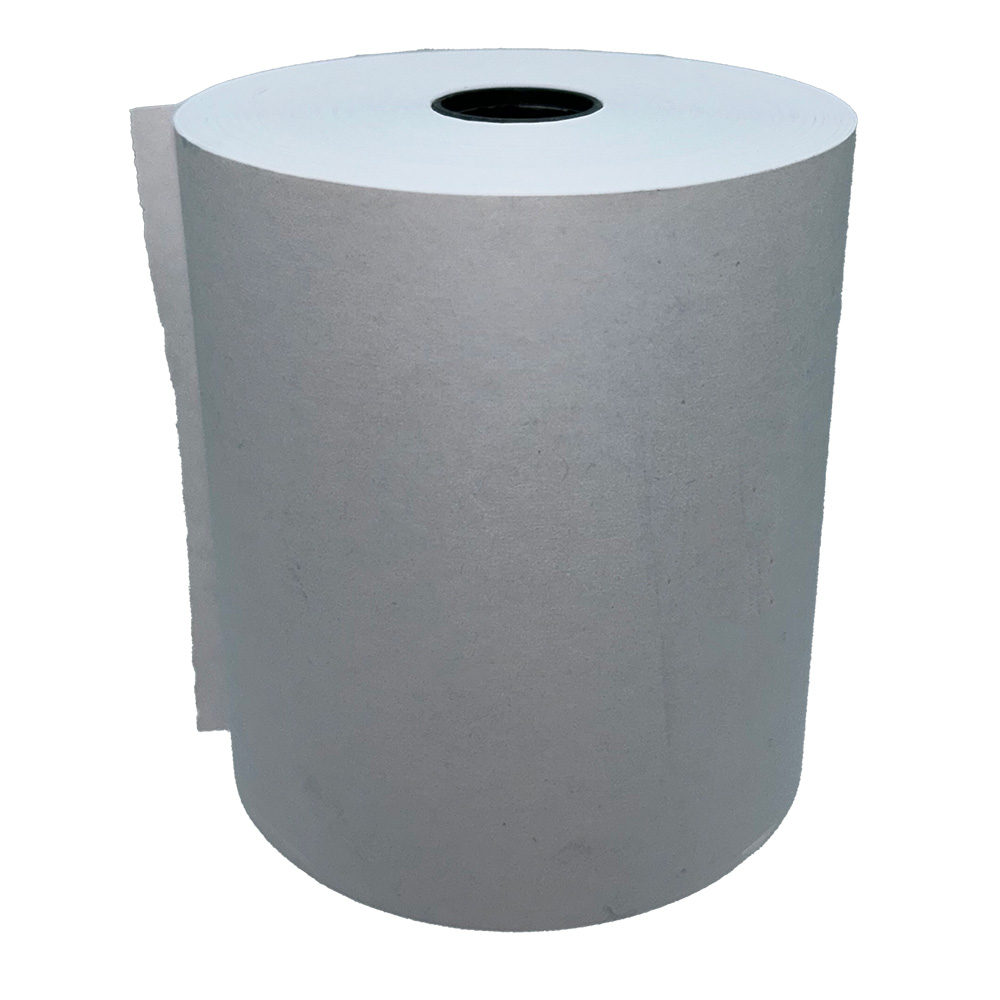 White Empress Register Roll Bond Paper, measuring 3" x 165', designed for cash registers and POS systems. Lint-free for smooth printing and clear receipts, ideal for retail and restaurant use.