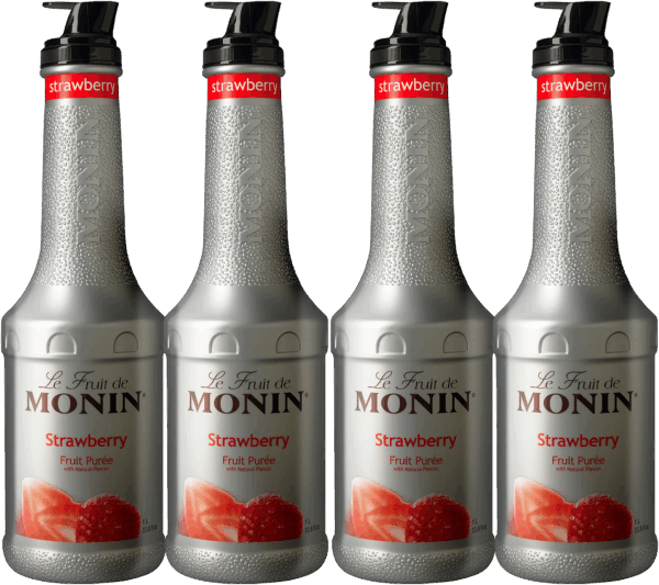 Monin Strawberry Purée - 1 Liter Bottles - 4 Pack