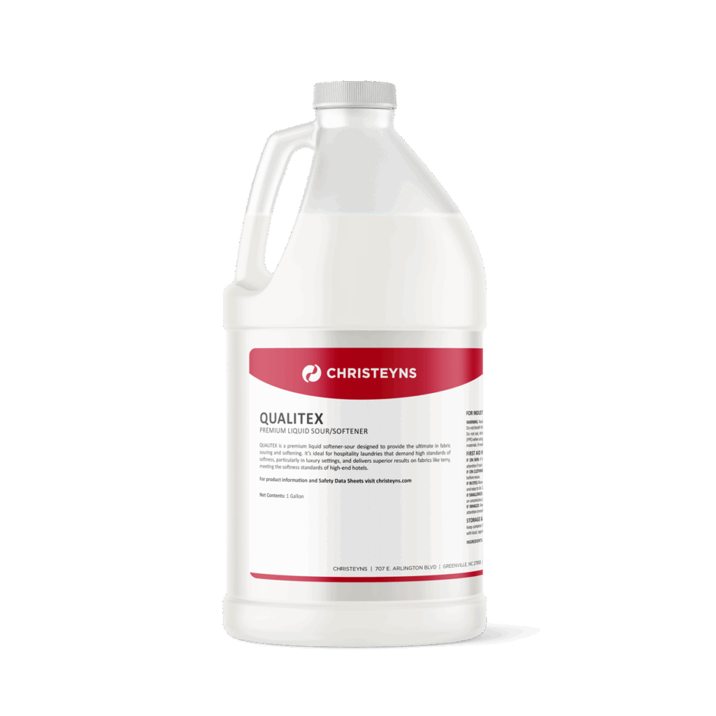 Christeyns Qualitex Premium Liquid Sour/Softener delivers exceptional softness, freshness, and reliable pH control for commercial laundry applications.