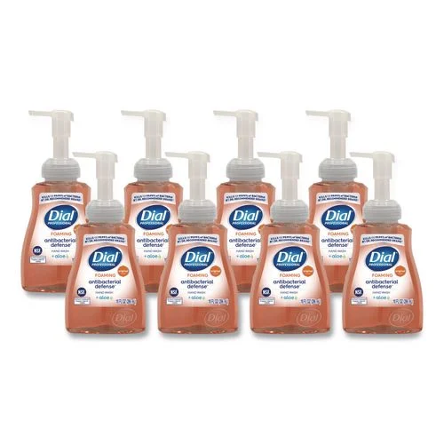 Group of eight Dial Original Antibacterial Foaming Hand Wash bottles arranged together for a carton display.